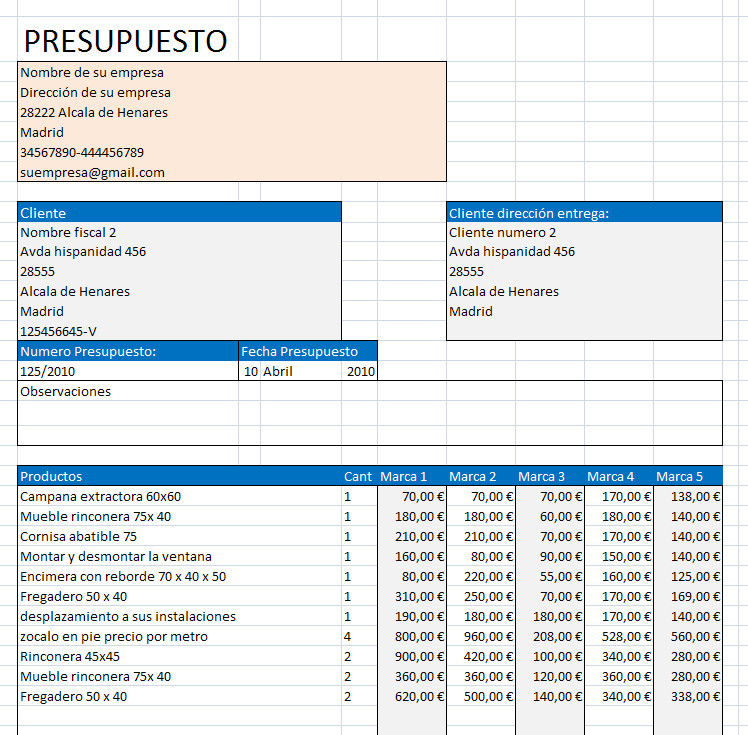 Ejemplo De Presupuesto De Compras En Excel Opciones De Ejemplo Images