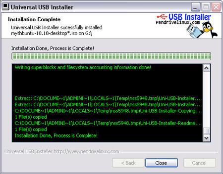 universal usb installer not making persistent file