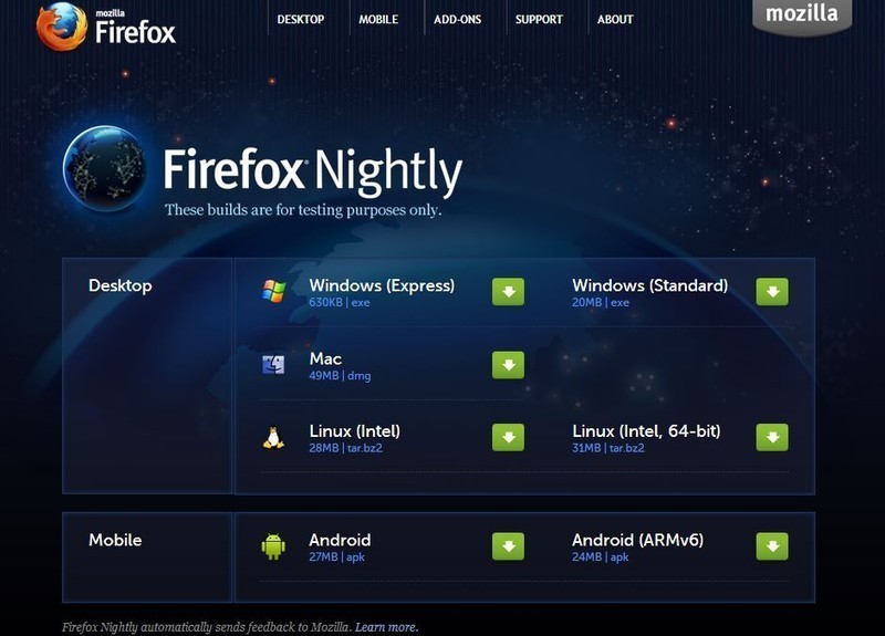 firefox nightly vs developer