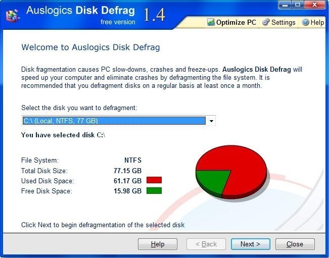 auslogic disc defrag free download