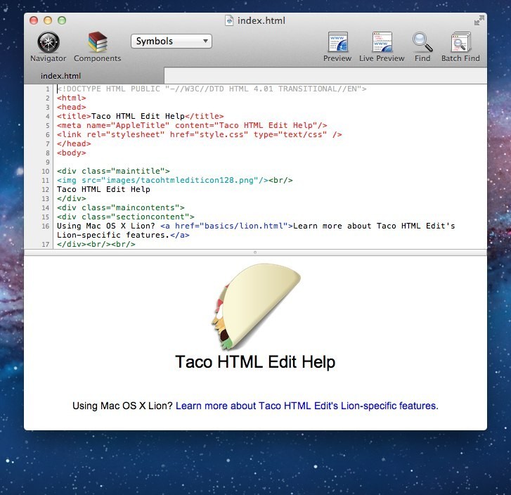 taco html editor free download
